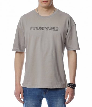 Тениска с надпис FUTURE WORLD 13625