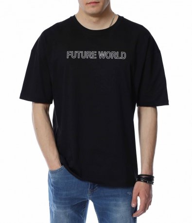 Тениска с надпис FUTURE WORLD 13625