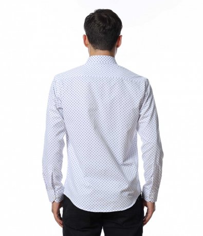 Бяла риза с фигурален десен 14188