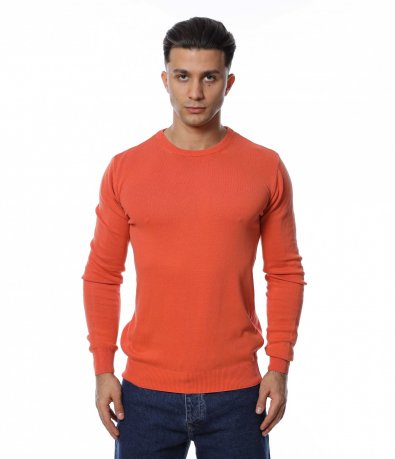 Оранжев памучен пуловер 14376
