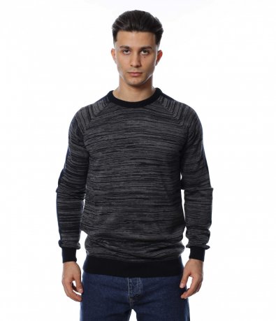 Пуловер в цвят меланж 14377
